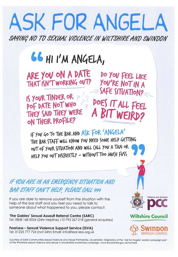 Ask for Angela - Saying No to Sexual Violence in Wiltshire and Swindon